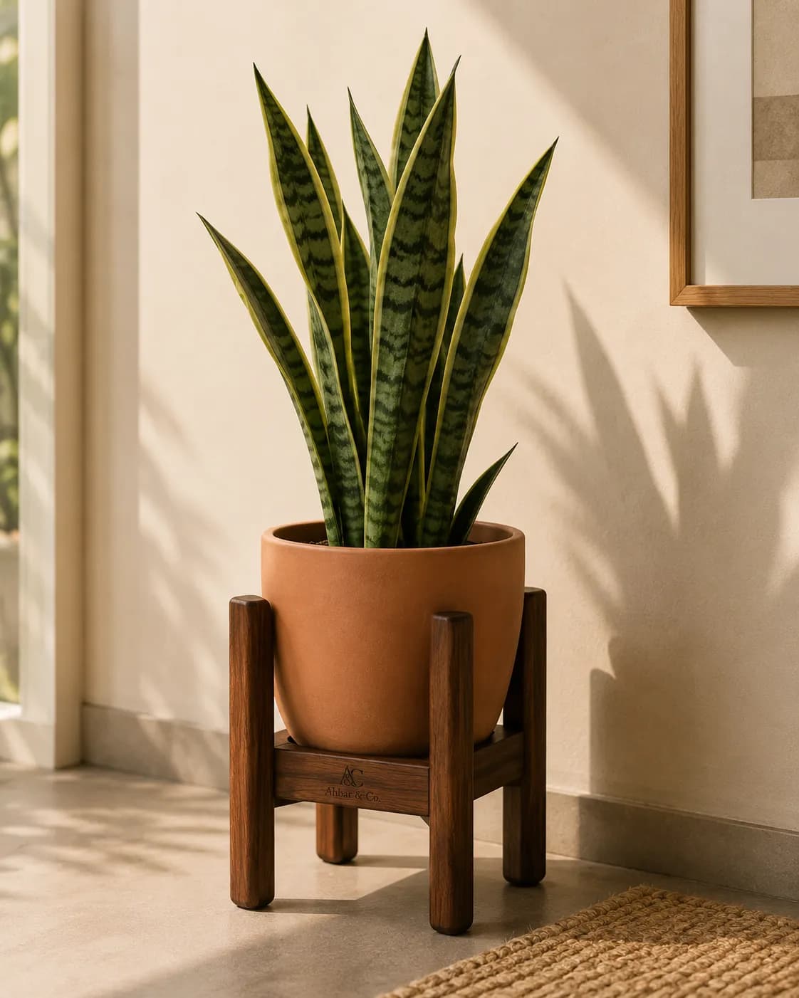 Interlocking Acacia Plant Stand — view 1