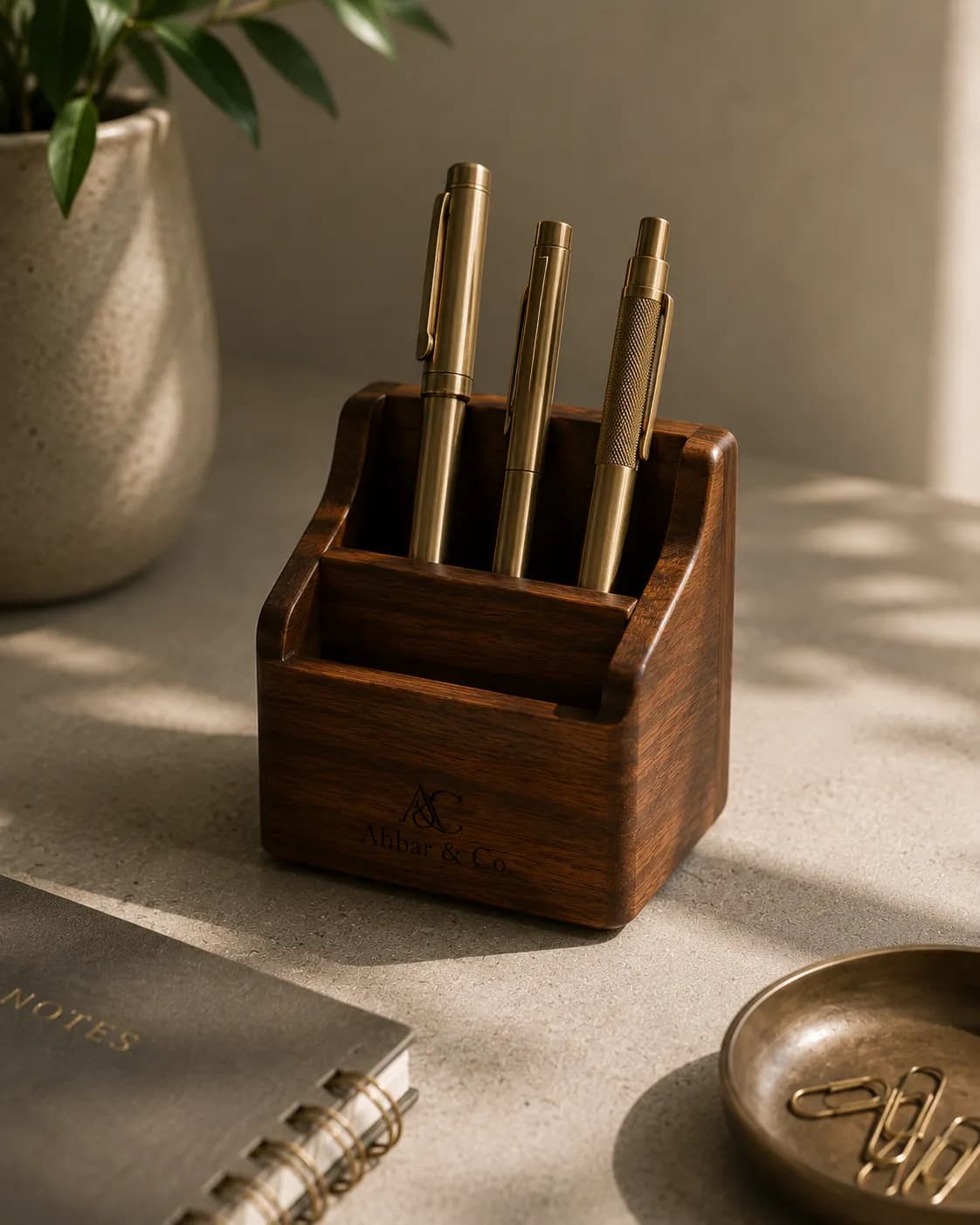 Sheesham Pen & Card Caddy — view 1