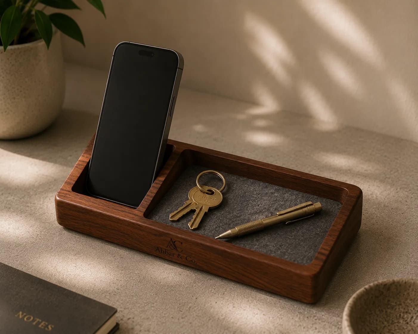 Routed Sheesham Valet Tray — view 1