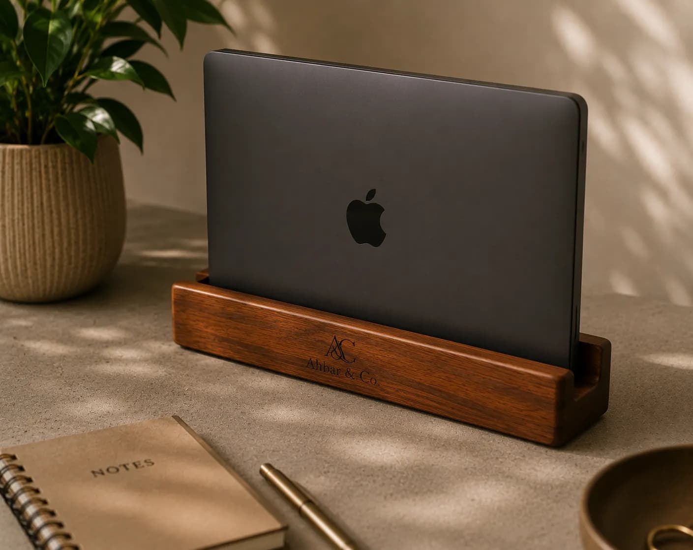 Vertical Teak Laptop Stand — view 1
