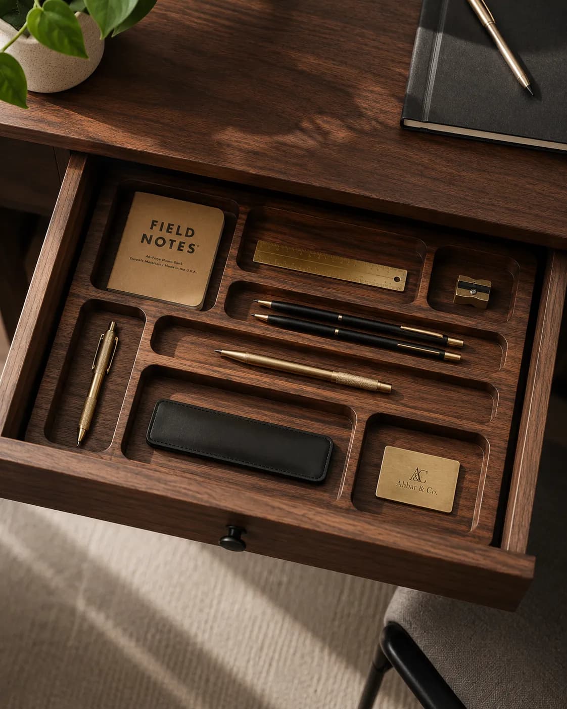 Acacia Desk Drawer Organizer Tray — view 1
