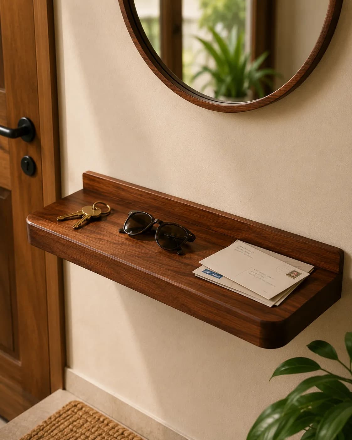 Entryway Teak Console Shelf — view 1